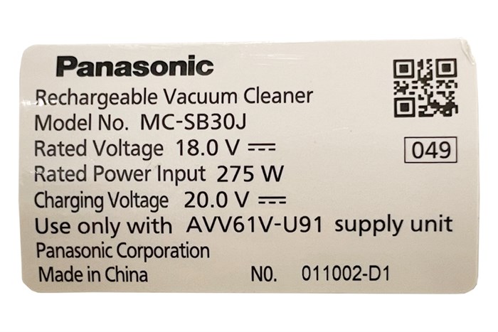 Máy hút bụi không dây Panasonic MC-SB30JW049 Màu Trắng