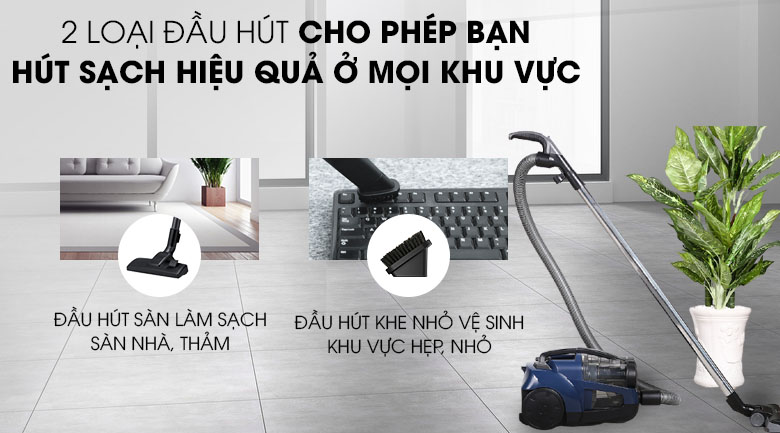 Đi kèm 2 đầu hút - Máy hút bụi Panasonic MC-CL573AN49 1800W