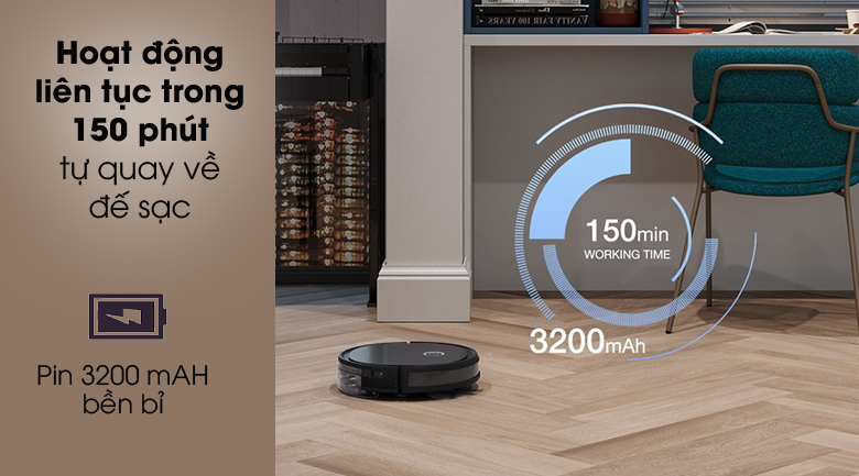 Hoạt động bền bỉ - Robot hút bụi Ecovacs Deebot U2PRO