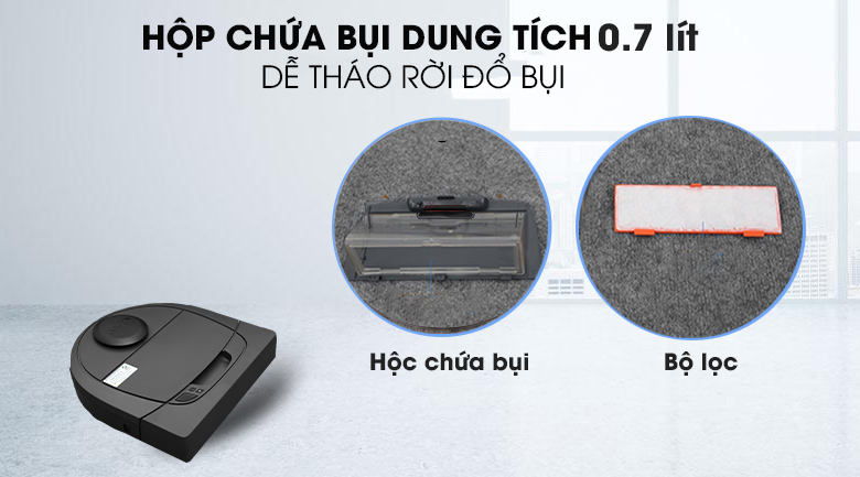 Dung tích hộp chứa bụi Robot hút bụi Neato Botvac Connected D302 