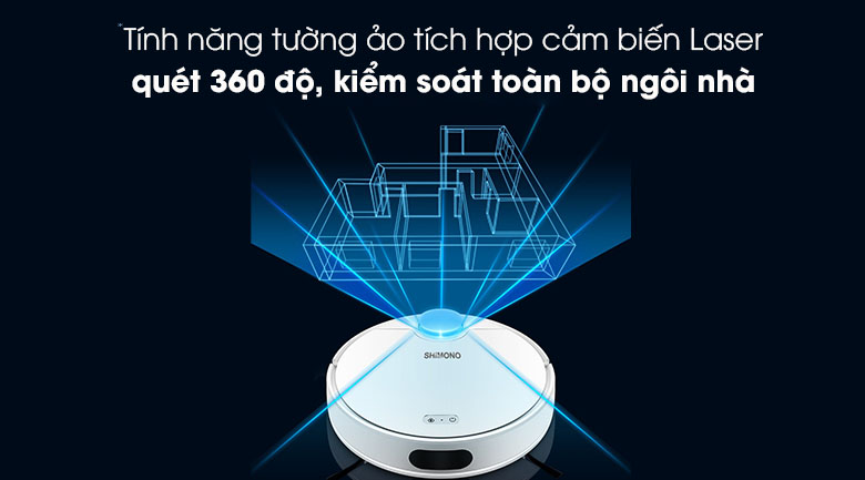 Cảm biến laser quét toàn bộ ngôi nhà - Robot hút bụi Shimono ZK902