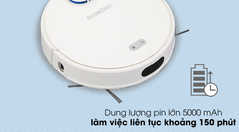 Dung lượng pin 5000 mAh - Robot hút bụi Shimono ZK902