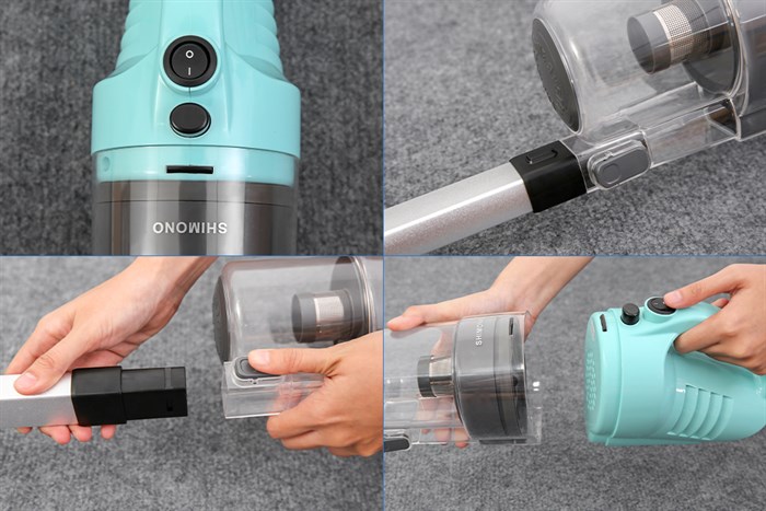 Bộ máy hút bụi cầm tay Shimono SVC1022 và SVC1019C Màu Đen - Xanh lá