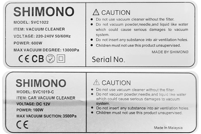 Bộ máy hút bụi cầm tay Shimono SVC1022 và SVC1019C Màu Đen - Xanh lá