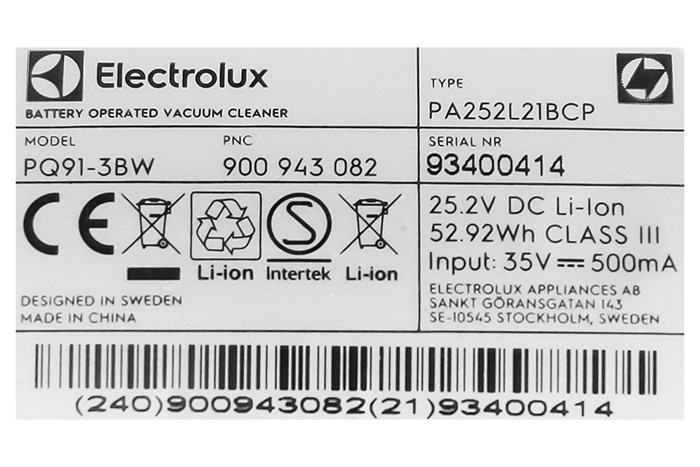 Máy hút bụi không dây Electrolux PQ91-3BW Màu Trắng - Đen