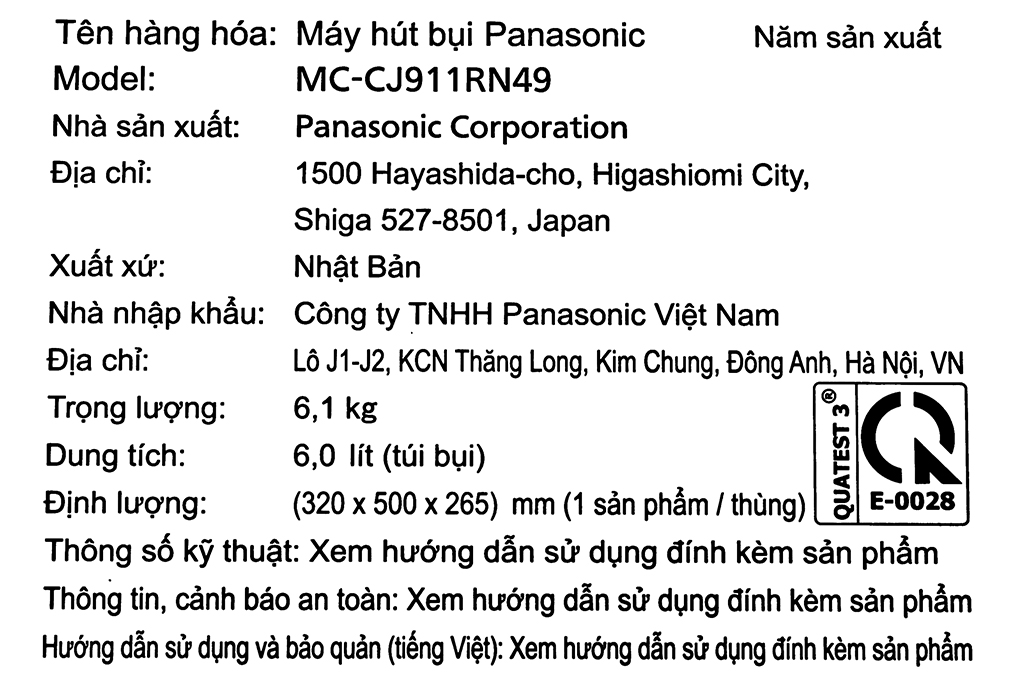 Máy hút bụi dạng hộp Panasonic MC-CJ911RN49 - 19