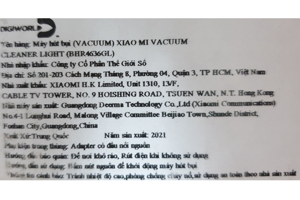 Máy hút bụi không dây Xiaomi Cleaner Light BHR4636GL Màu Trắng