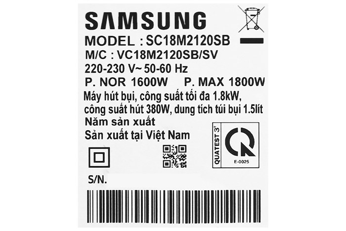 Máy hút bụi dạng hộp Samsung VC18M2120SB/SV Màu Đen - xanh dương