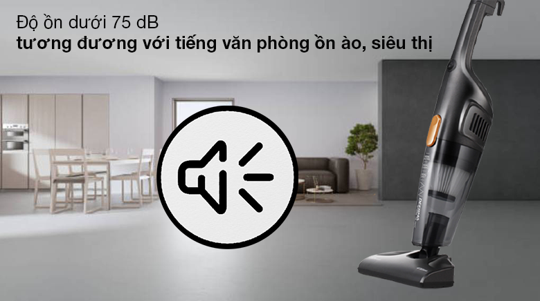 Máy hút bụi cầm tay Deerma DX115C - Độ ồn dưới 75 dB tương đương với âm thanh văn phòng ồn ào, siêu thị, tiếng ồn ngoài đường