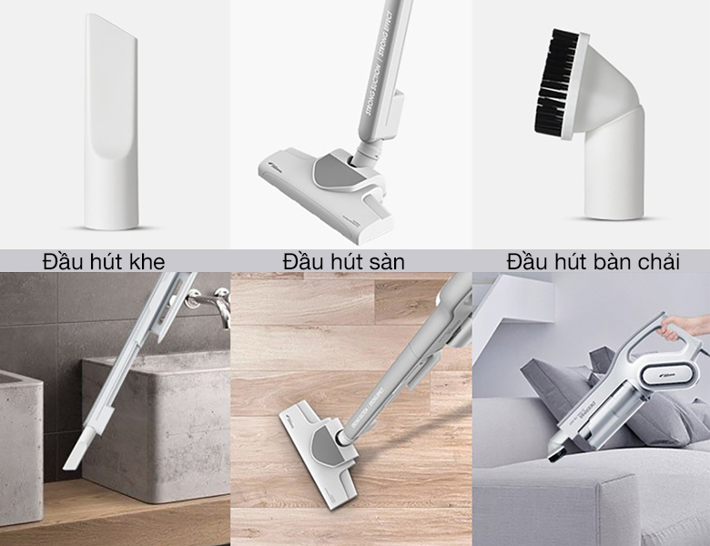 3 đầu hút - Máy hút bụi cầm tay Deerma DX700