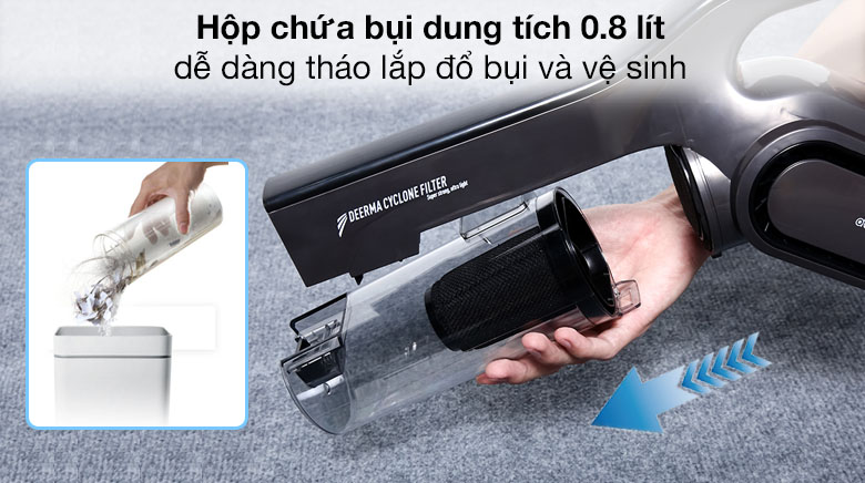 Dung tích hộp chứa bụi 0.8 lít - Máy hút bụi cầm tay Deerma DX700S