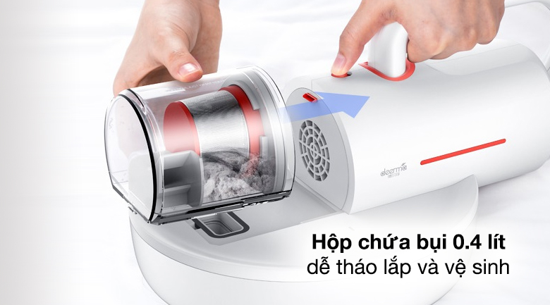 Máy hút bụi đệm giường DEERMA CM1300 - Hộp chứa bụi dung tích 0.4 lít, có thể tháo rời tiện đổ bụi và làm sạch sau mỗi lần hút bụi