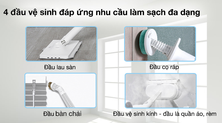 Máy vệ sinh hơi nước cầm tay đa chức năng DEERMA ZQ600 - 4 đầu vệ sinh