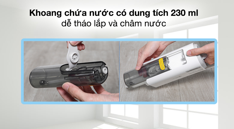 Máy vệ sinh hơi nước cầm tay đa chức năng DEERMA ZQ600 - Khoang chứa nước có dung tích 230 ml