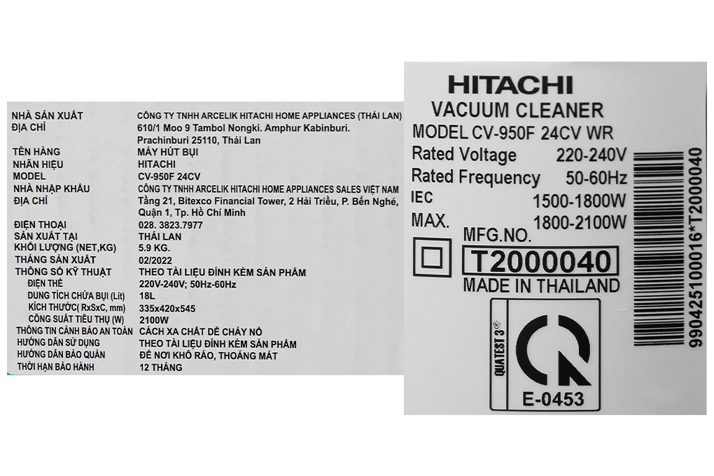 Máy hút bụi công nghiệp Hitachi CV-950F WR Màu Đỏ đô