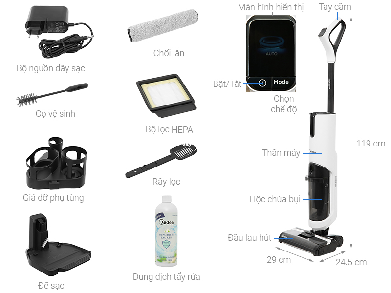 Máy hút bụi lau nhà Midea MWD-X8
