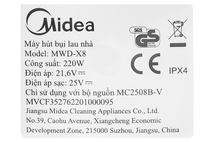 Máy hút bụi lau nhà Midea MWD-X8 Màu Trắng - Đen