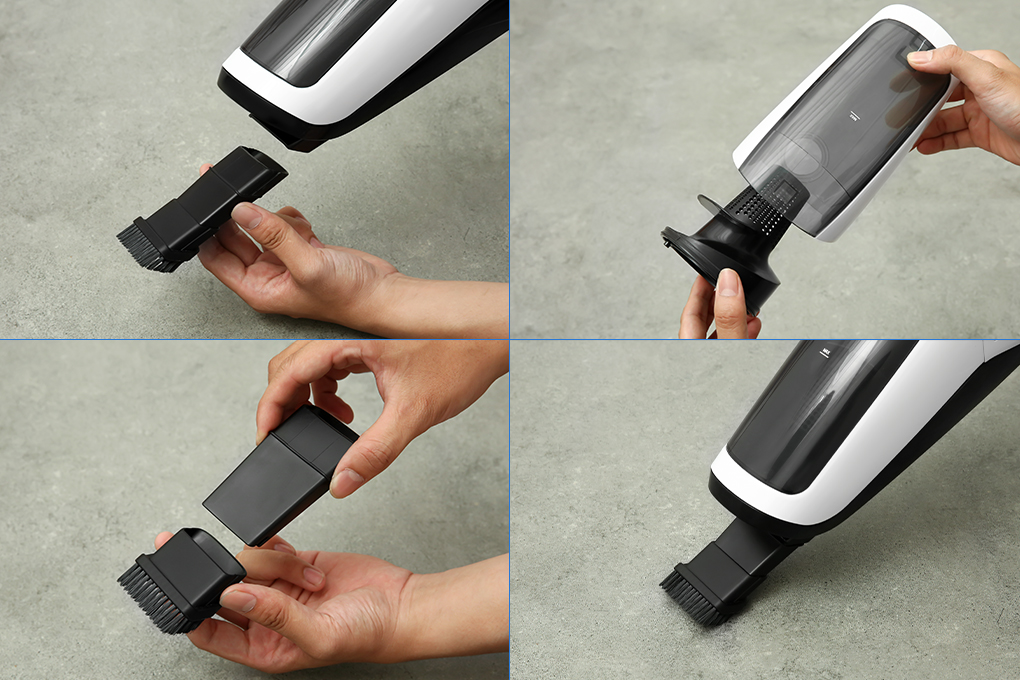 Các bộ phận của máy hút bụi không dây Hitachi PV-X80M có thể tháo lắp giúp người dùng vệ sinh dễ dàng hơn  