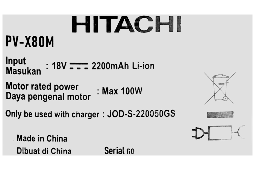 Máy hút bụi không dây Hitachi PV-X80M Màu Trắng