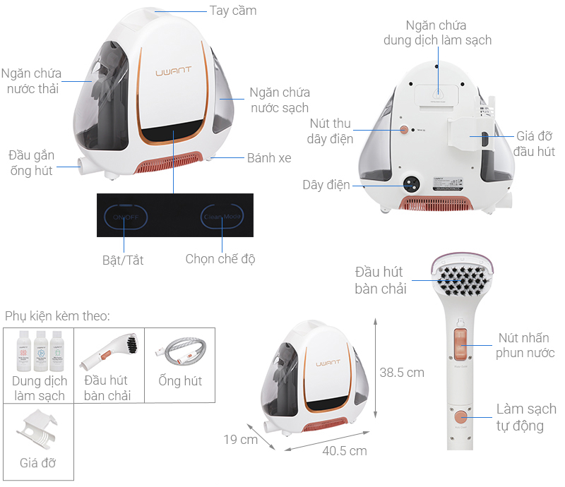 Máy hút và giặt đa năng Uwant B100