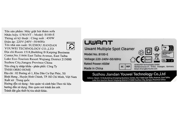 Máy hút và giặt đa năng Uwant B100 Màu Trắng