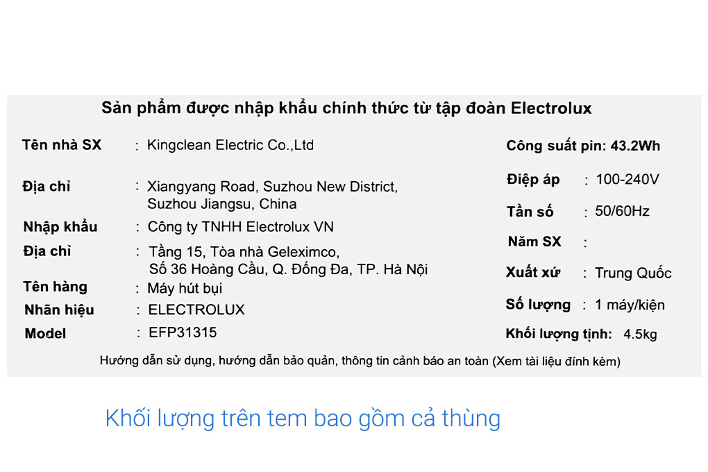 Máy hút bụi không dây Electrolux EFP31315 Màu Xám