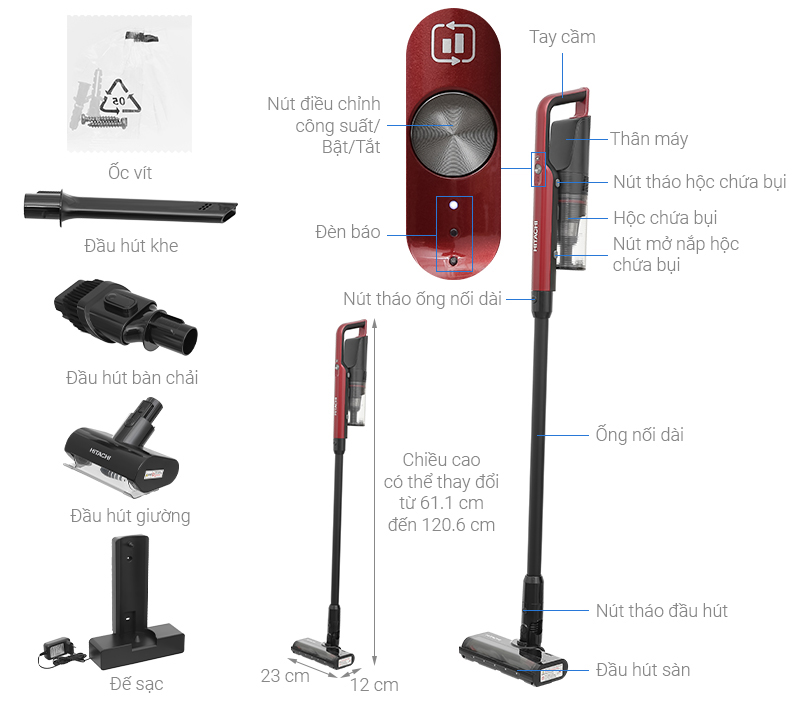 Máy hút bụi không dây Hitachi PV-X95N MRE