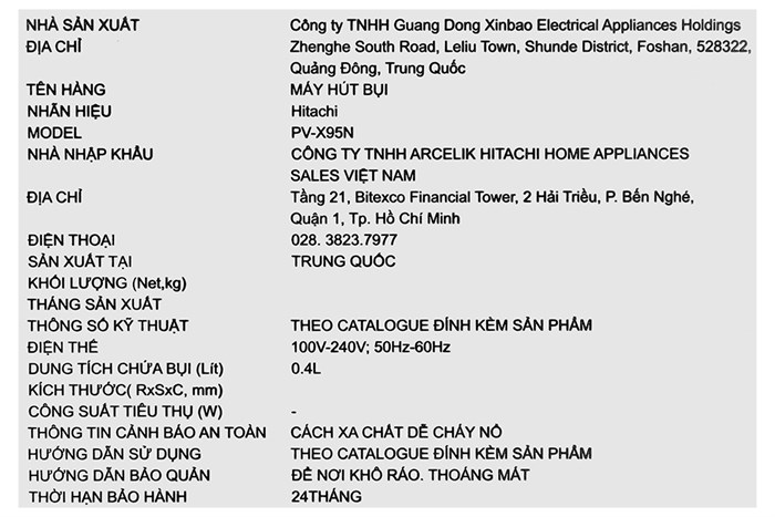 Máy hút bụi không dây Hitachi PV-X95N MRE Màu Đỏ