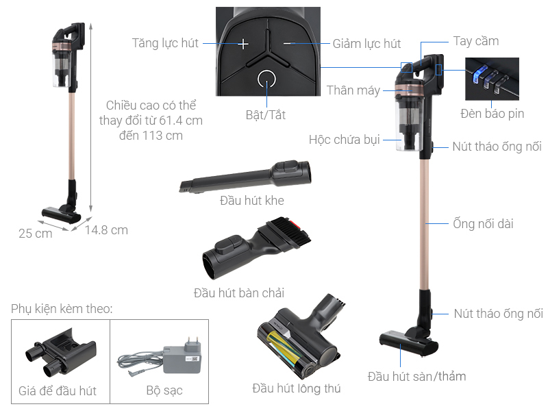 Máy hút bụi không dây Samsung VS15A60AGR7/SV