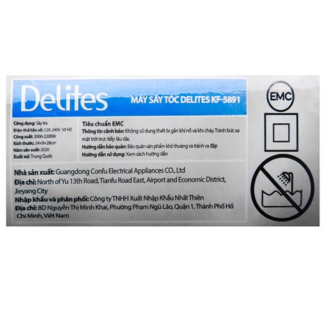 Máy sấy tóc 2000-2200W Delites KF-5891 Màu Đen