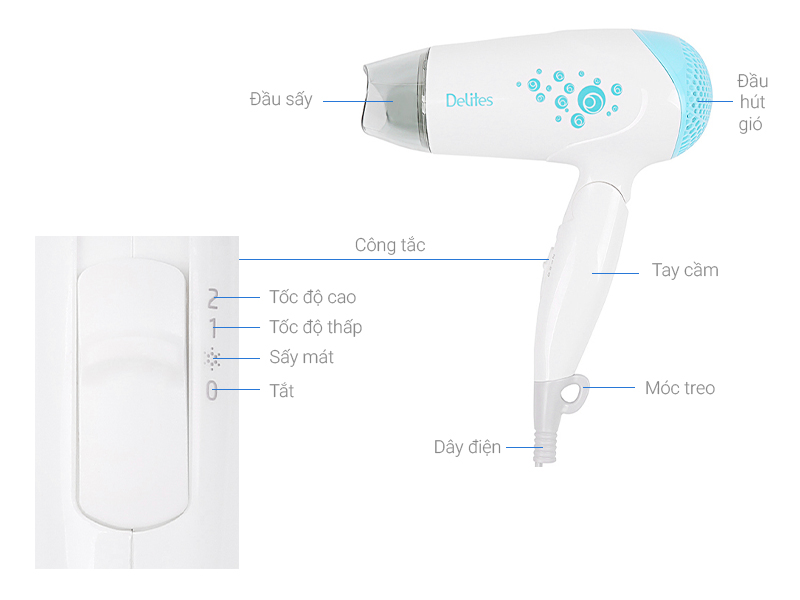 Máy sấy tóc Delites PH3812