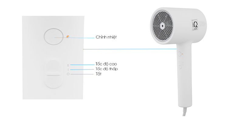 Tốc độ sấy với 3 chế độ sấy: Nóng, nóng lạnh và lạnh mang lại tiện ích khi dùng.