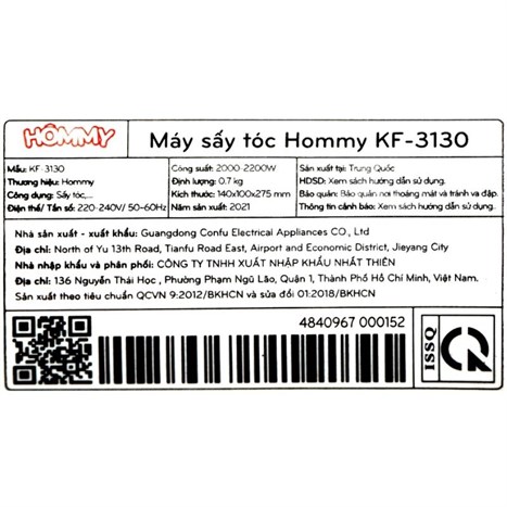 Máy sấy tóc 2000 - 2200W Hommy KF-3130 Màu Hồng