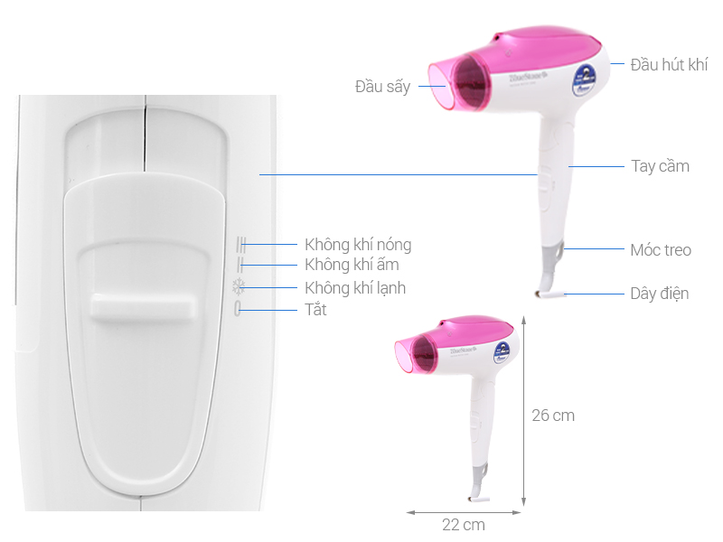 Máy sấy tóc 1800W Bluestone HDB-1859