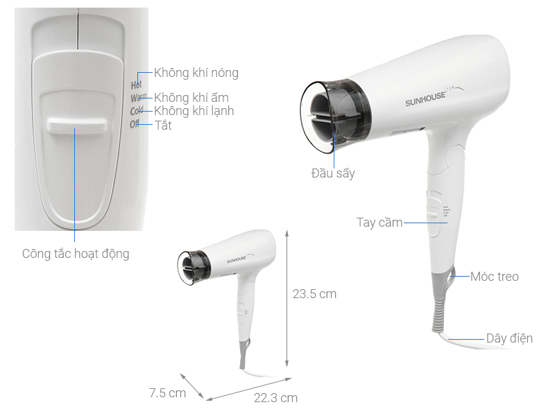 Máy sấy tóc 2200W Sunhouse SHD2309