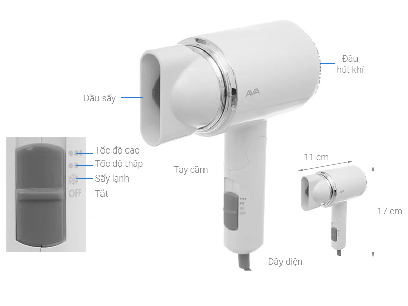 Máy sấy tóc 1100W AVA RCY-7022