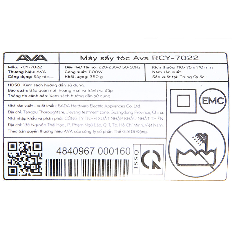 Máy sấy tóc 1100W AVA RCY-7022 - 9