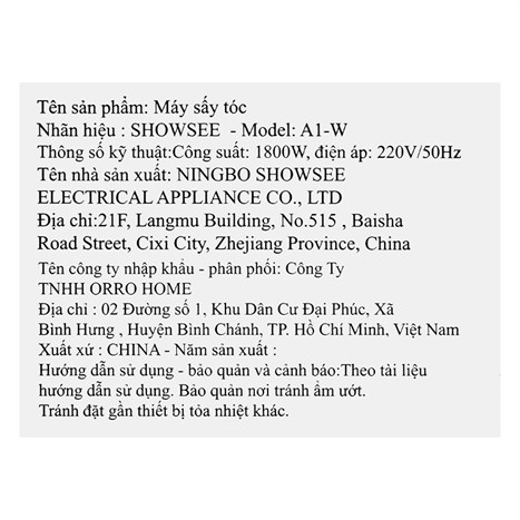 Máy sấy tóc Showsee A1-W Màu Trắng