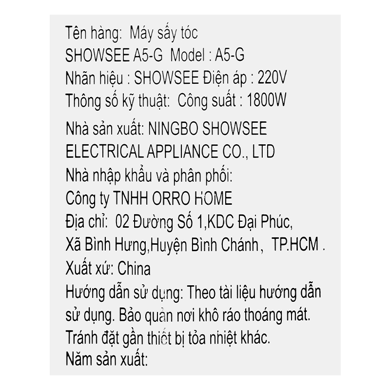 Máy sấy tóc Showsee A5-G Màu Xanh