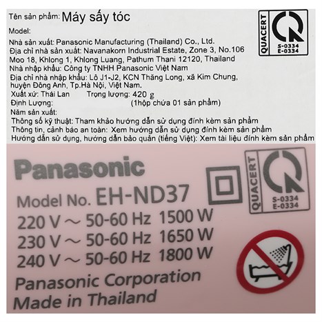 Máy sấy tóc Panasonic EH-ND37-P645 Màu Hồng