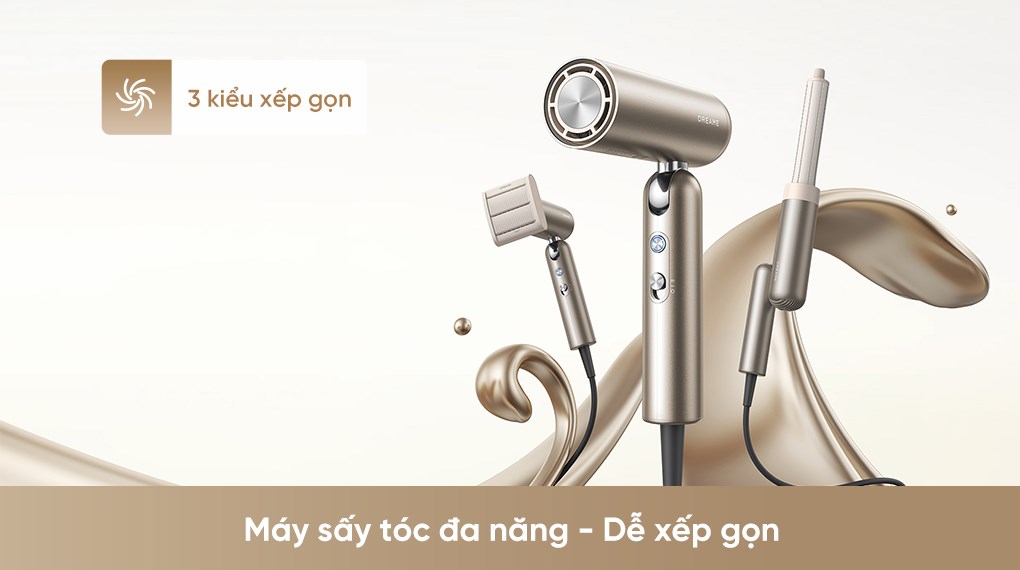Máy sấy tóc và tạo kiểu đa năng tốc độ cao Dreame AHD51 Titanium Gold