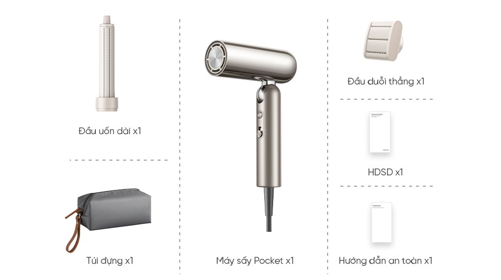 Máy sấy tóc và tạo kiểu đa năng tốc độ cao Dreame AHD51 Titanium Gold