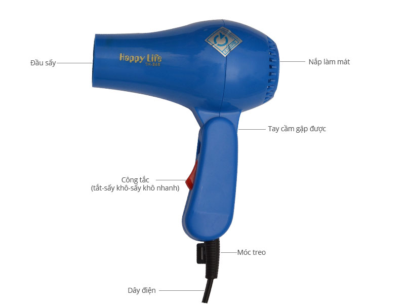 Thông số kỹ thuật Máy sấy tóc Happylife TH 868