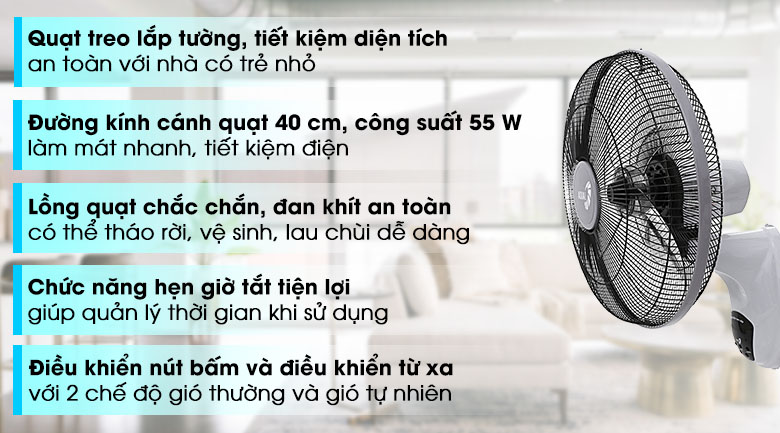 Quạt treo tường Asia 3 cánh L16006-XV0 55W