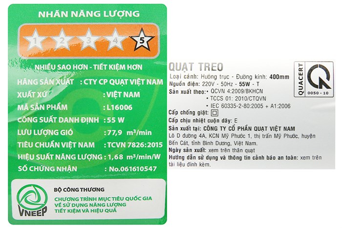 Quạt treo tường Asia 3 cánh L16006-XV0 55W Màu Xám