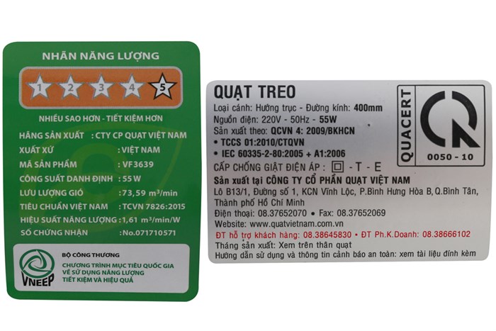 Quạt treo tường Tefal 3 cánh VF3639-71 55W Màu Nâu