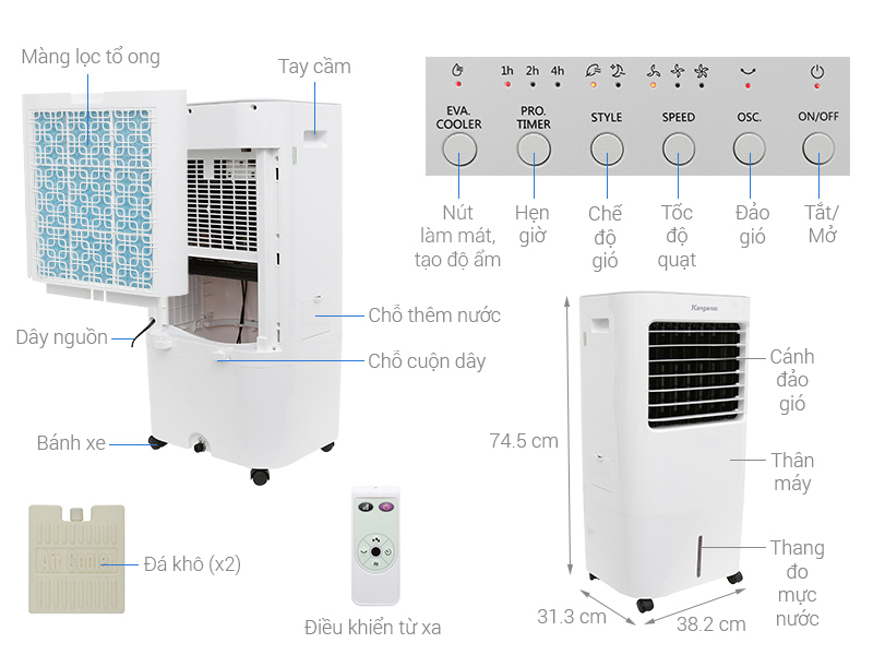 Thông số kỹ thuật Quạt điều hòa Kangaroo KG50F07