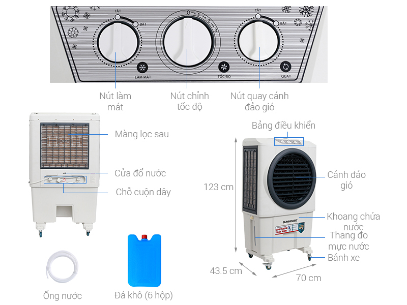 Thông số kỹ thuật Quạt điều hòa Sunhouse SHD7751