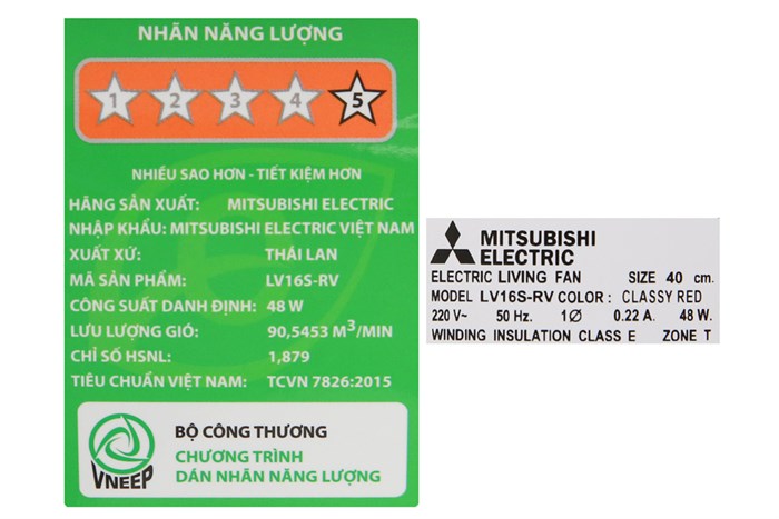 Quạt cây Mitsubishi LV16S-RV CY-RD Màu Đỏ