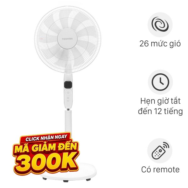 Quạt đứng Toshiba  9 cánh DC inverter F-LSD10(W)VN 30W